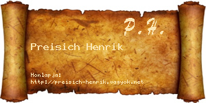 Preisich Henrik névjegykártya